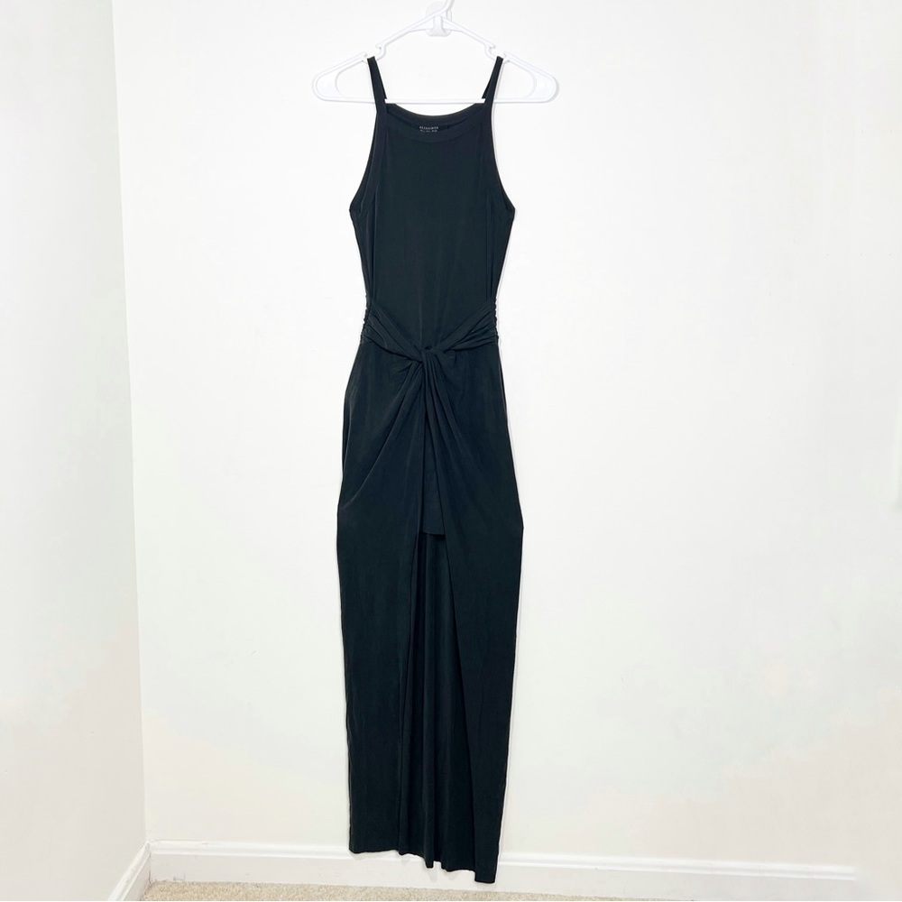 AllSaints Sami Cupro Knot Front Maxi Dress Size 0 in Black New All Saints - Picture 6 of 14